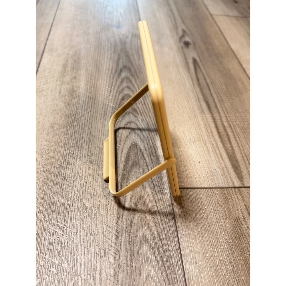 Vintage Yellow Tabletop Vanity Beauty Mirror Folding Kickstand Travel‎ Retro